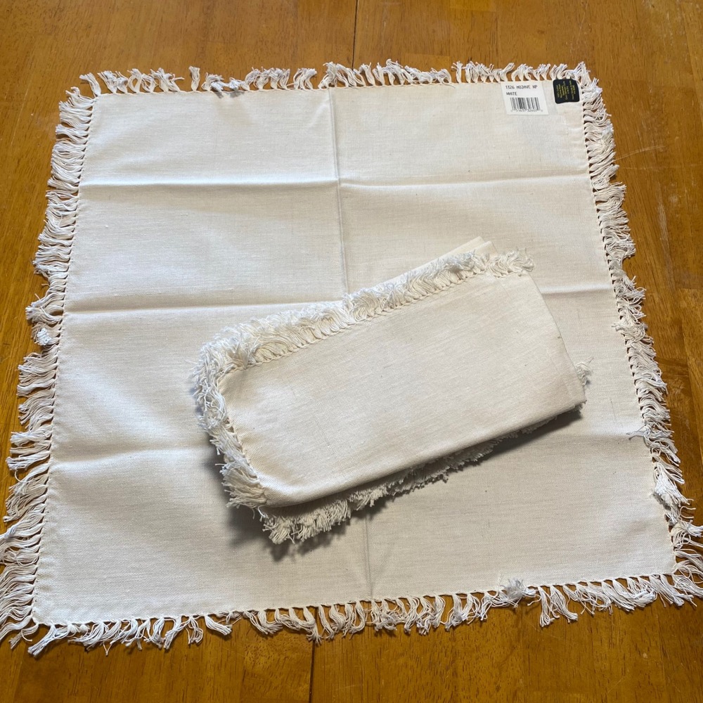 Cotton Napkins Like New Fringed Hand Woven Set of 6 Made In India